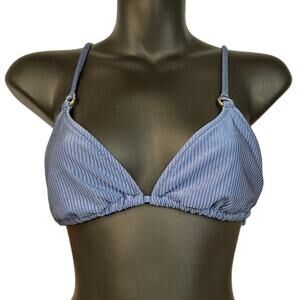 Aerie Blue Triangle Ribbed Bikini Bra Sz Med - New